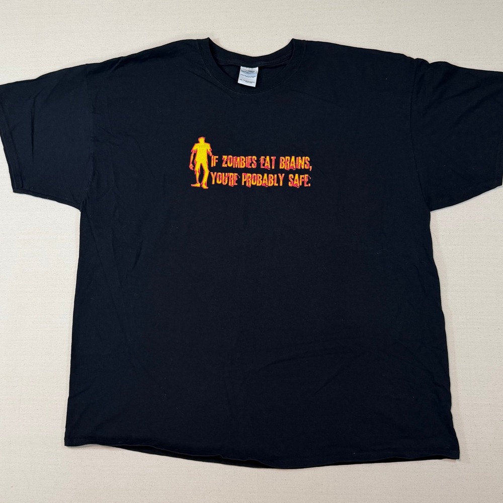 Y2K Zombies Eat Brains Graphic T-Shirt 2XL Funny Humor Tee